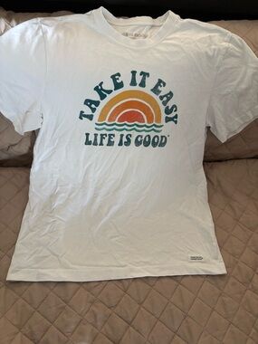 Life is Good "Take It Easy" White Graphic Tee